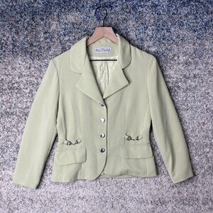 Vintage EVA TRALALA Paris Olive/Green Colored Career Blazer Jacket W Pockets Sz?